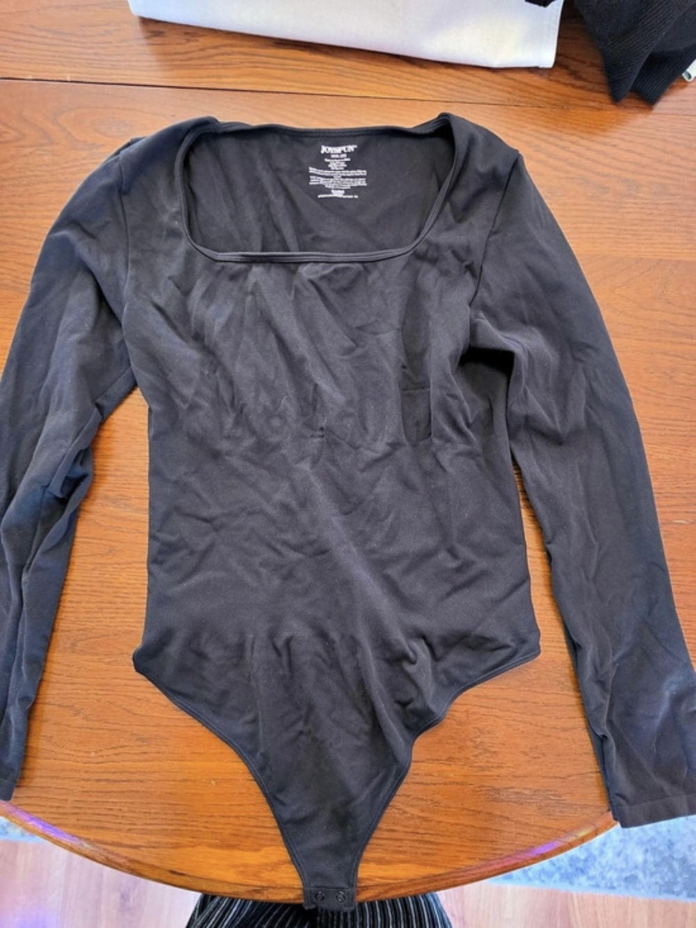 Joyspun Seamless Slimming Square Neck Long Sleeve Bodysuit Black